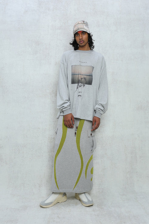 UNALOME LONG SKIRT -GRAY×GREEN-